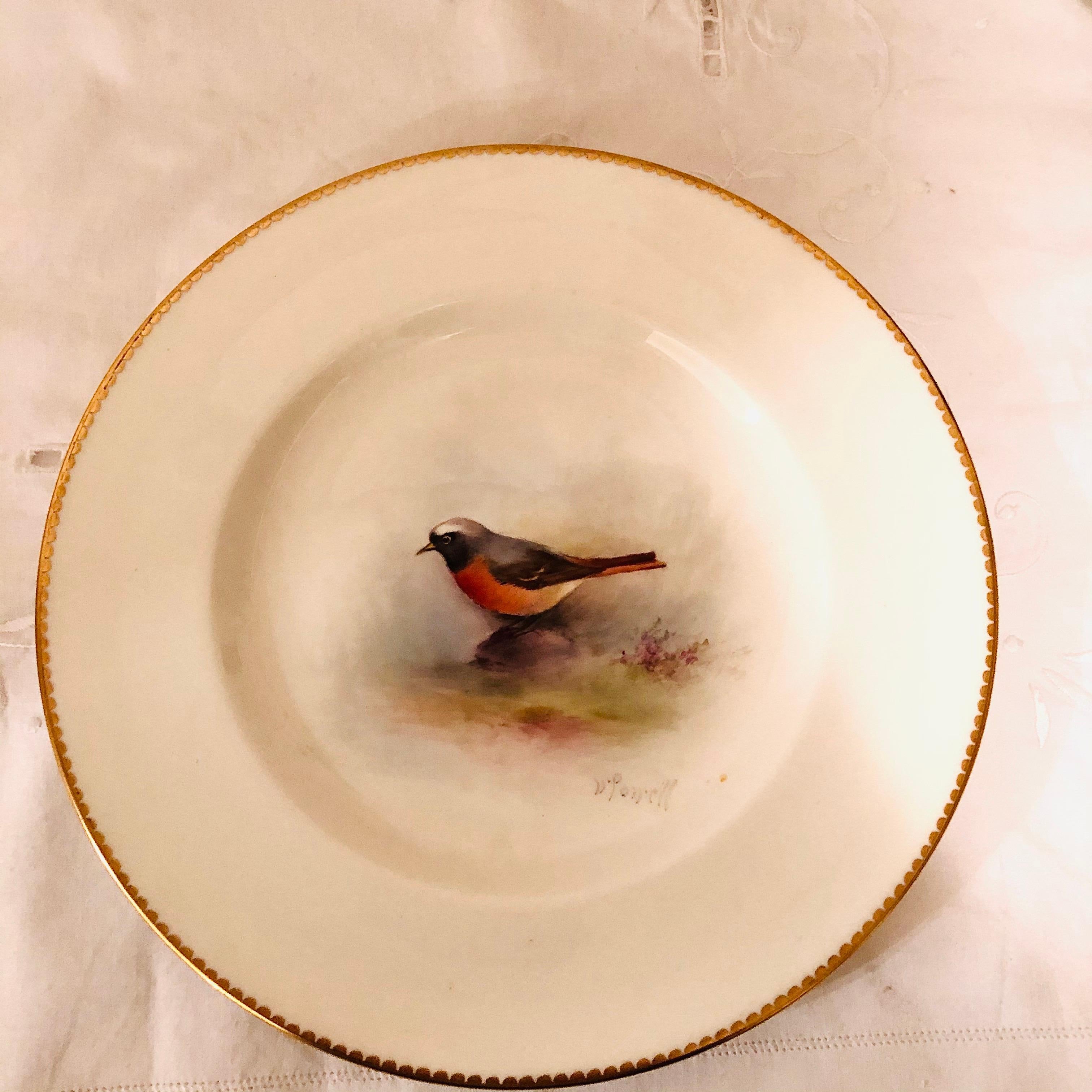 Set of 11 Royal Worcester Plates Each Hand Painted with Different Bird Paintings 4