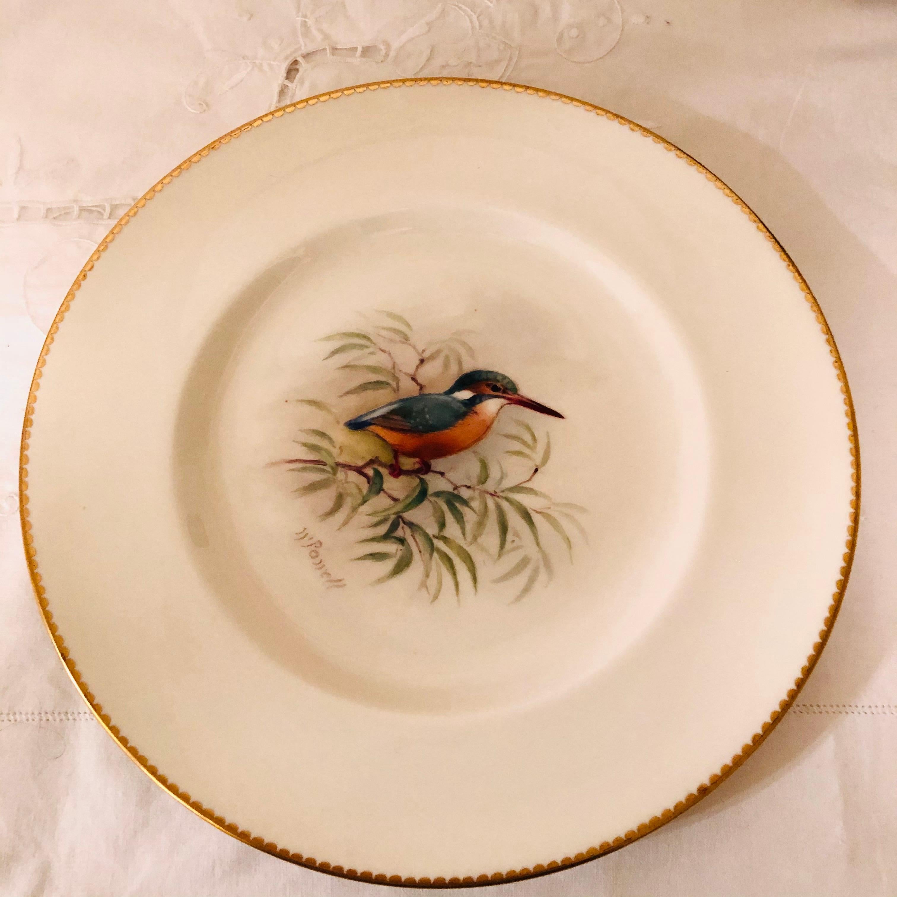 Mid-20th Century Set of 11 Royal Worcester Plates Each Hand Painted with Different Bird Paintings