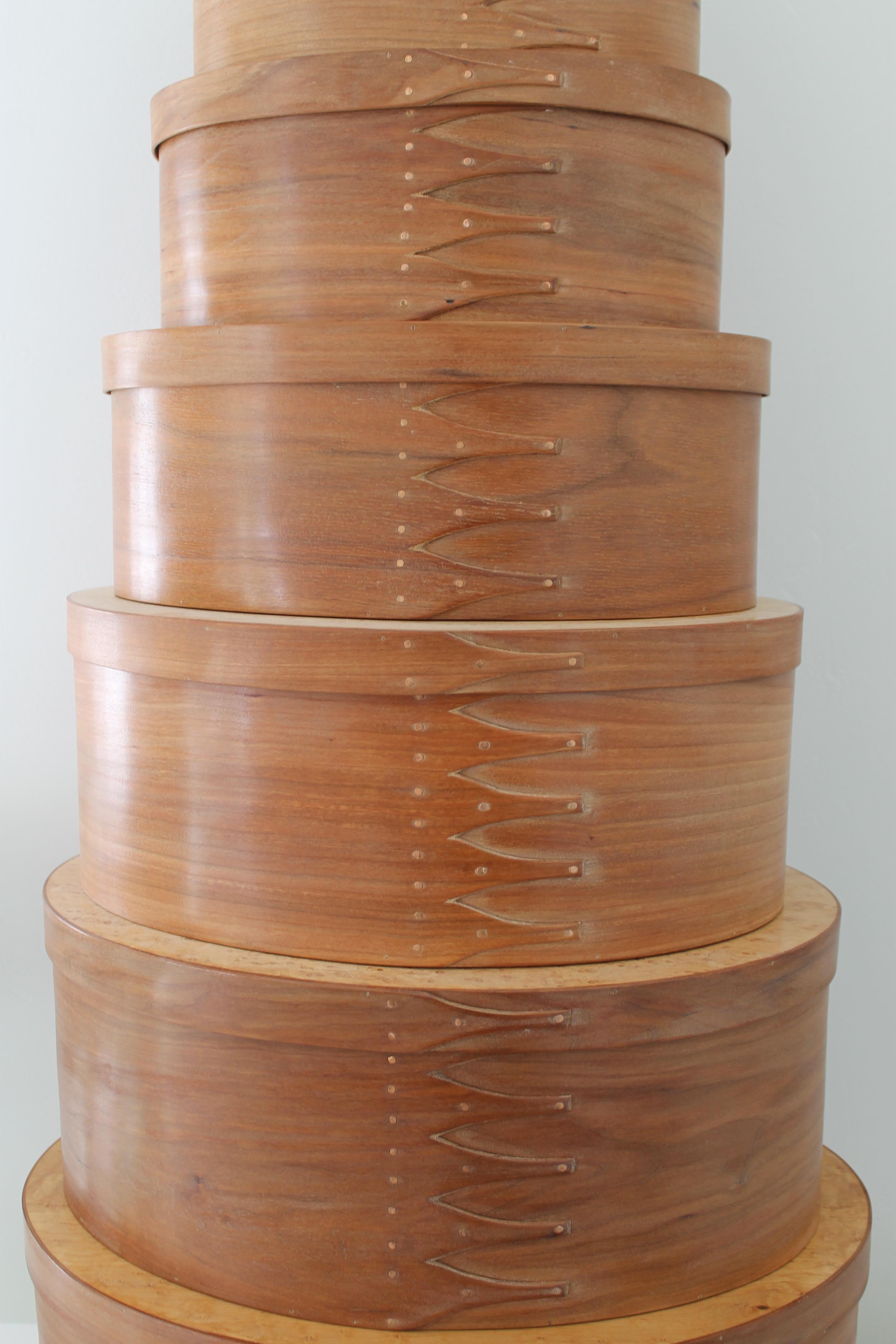 American Set of 11 Shaker Style Bent Wood Boxes by James Lynch, 2001 