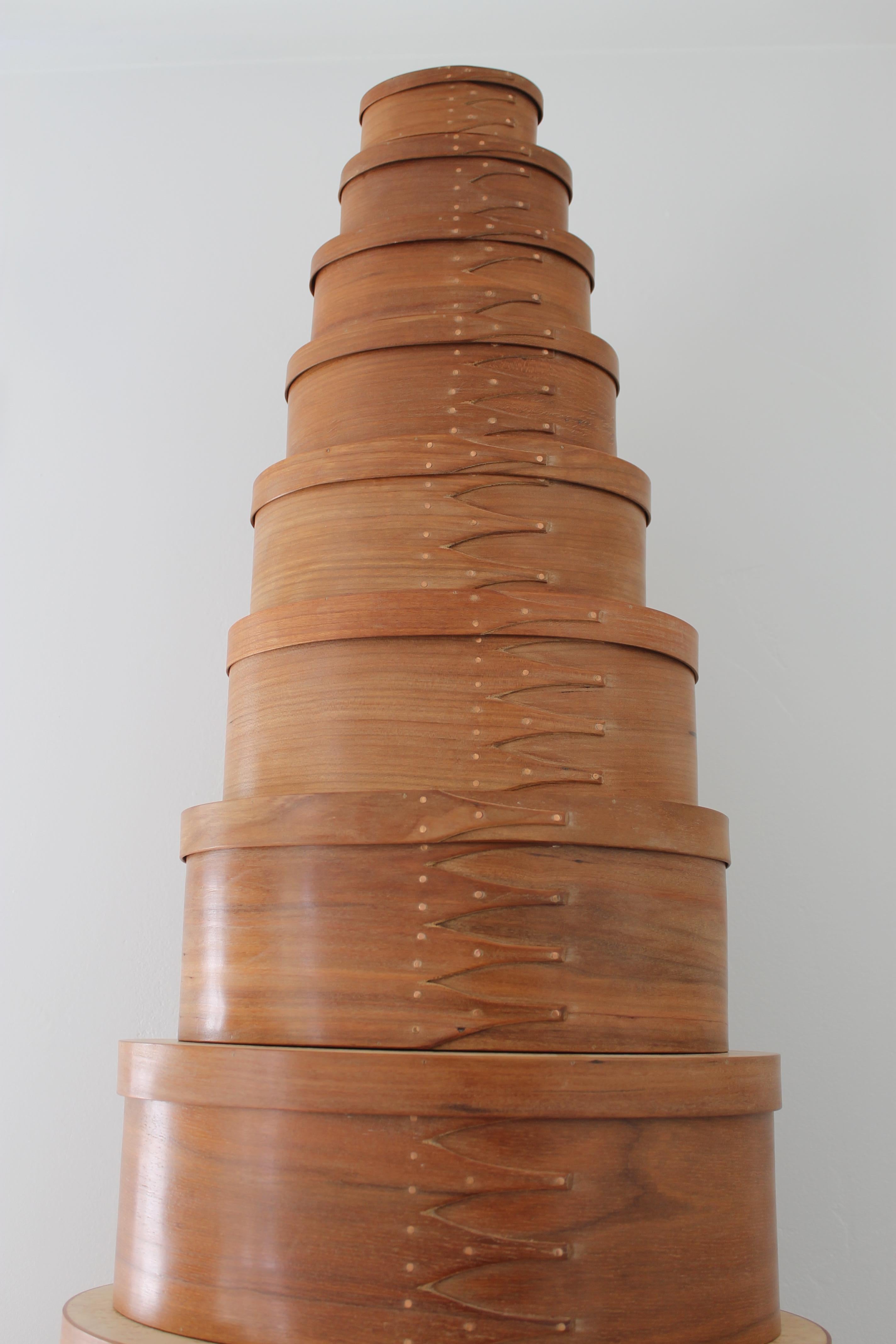 Set of 11 Shaker Style Bent Wood Boxes by James Lynch, 2001 In Good Condition In Palm Springs, CA