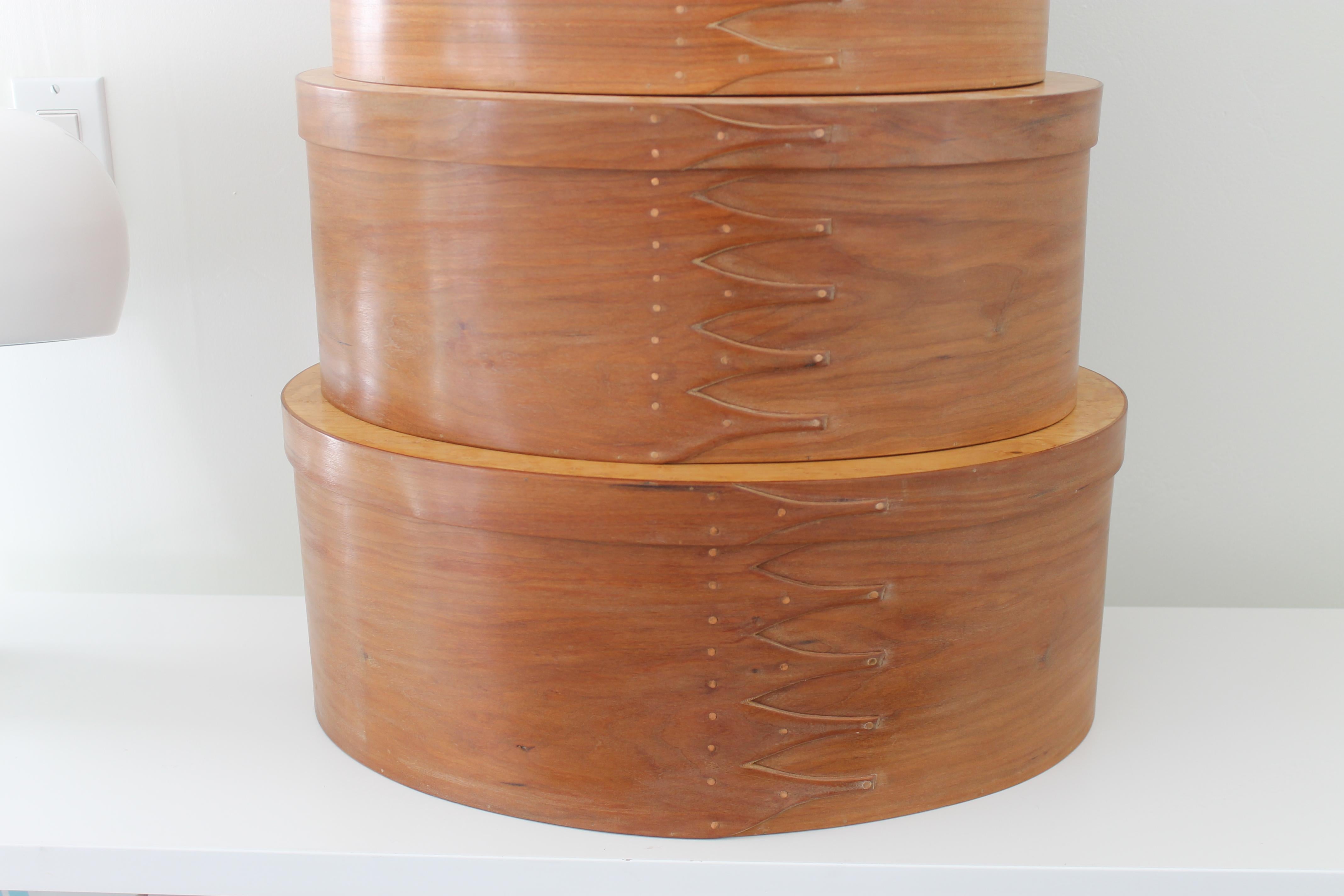 Contemporary Set of 11 Shaker Style Bent Wood Boxes by James Lynch, 2001 