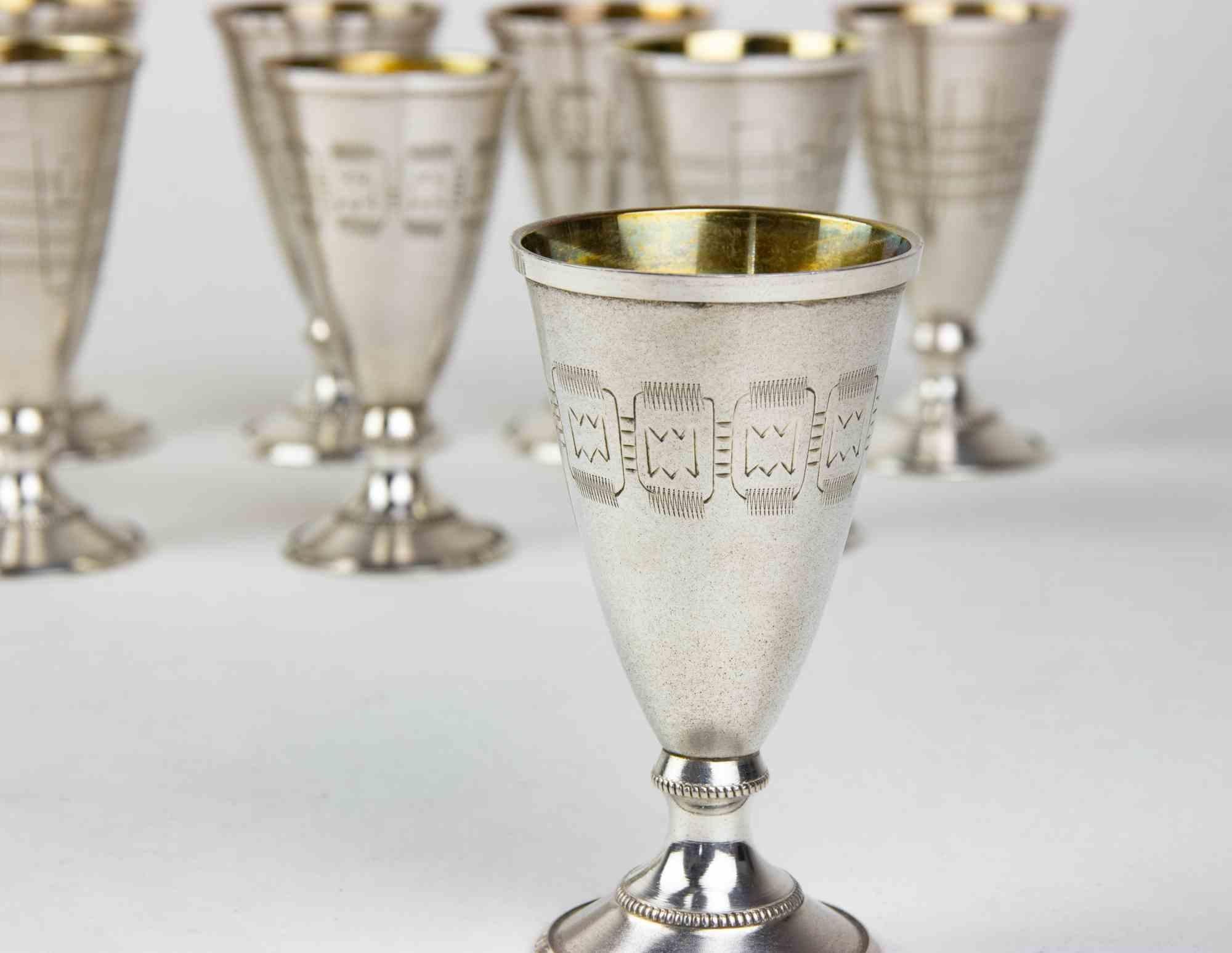 Set of 11 Silver Glasses by Russian Manufacture, italy, mid-20th Century For Sale 1