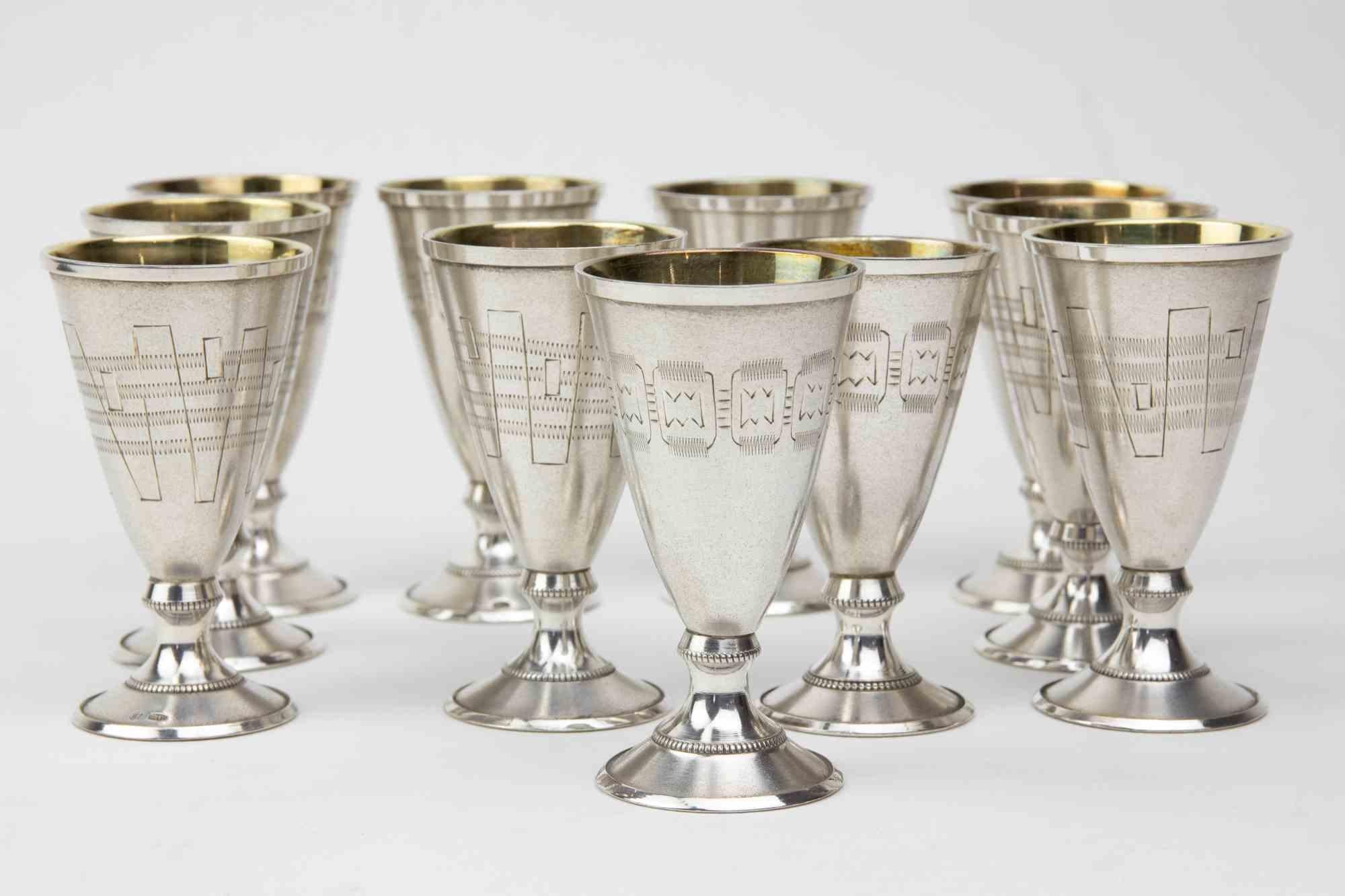 Set of 11 Silver Glasses by Russian Manufacture, italy, mid-20th Century For Sale 2