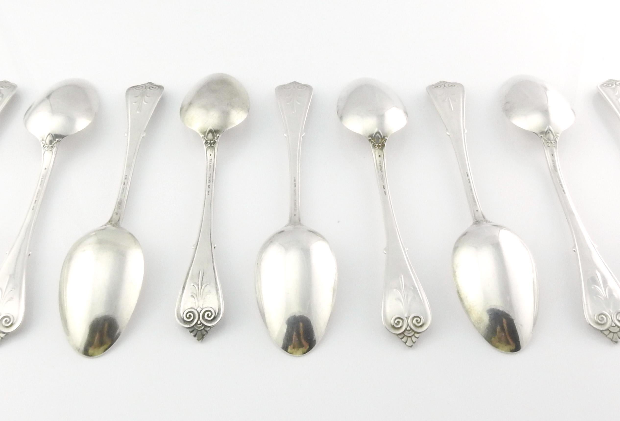 Set of 11 Tiffany & Co. Beekman Sterling Silver Oval Soup Spoons In Good Condition In Washington Depot, CT