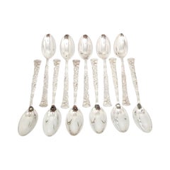 Set of 11 Tiffany & Co Gourd Squash Vine Sterling Silver Teaspoons with Monogram
