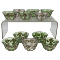 Vintage Set of 11 Tiffany & Co. Silver and Glass Pierced Dessert/Finger Bowl Holders