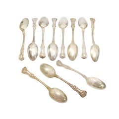 Set of 11 Tiffany & Co Sterling Silver English King Dessert/Oval Soup Spoons