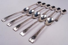 Set of 11 Tiffany Lap Over Edge Sterling Silver Ice Cream Spoons