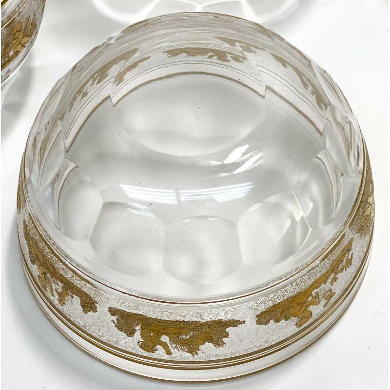 Art Glass Set of 11 Val St Saint Lambert Glass Berry Bowls in Danse De Flore Clear Gilt