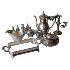 Antique Set of 11 Various Silver Plated Serving Pieces