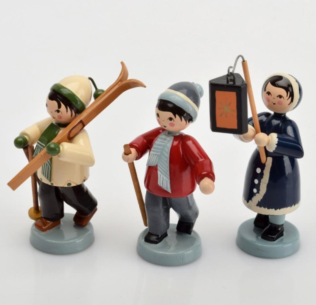 Allemand Ensemble de 11 figurines de Noël Vintage Wood Erzgebirge Allemagne en vente