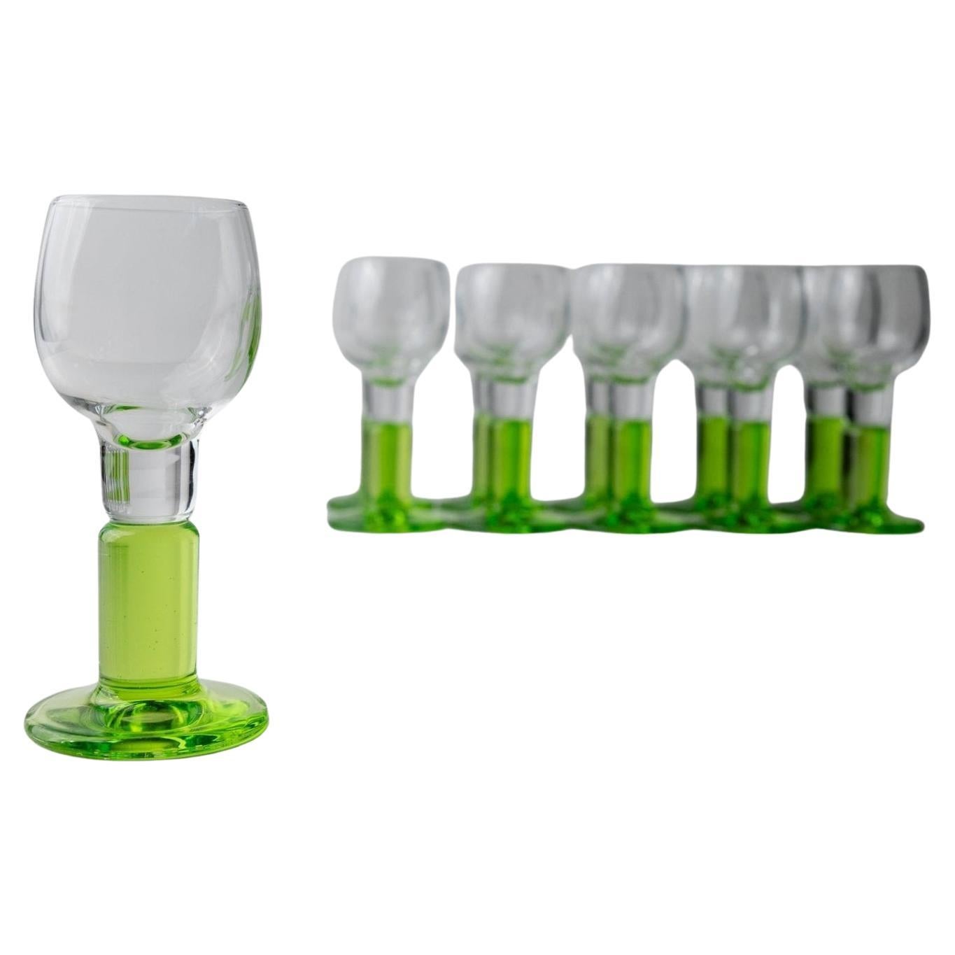 Set of 11 Vintage Liqueur, Limoncello Glasses from Bormioli, Italy, 1980s For Sale