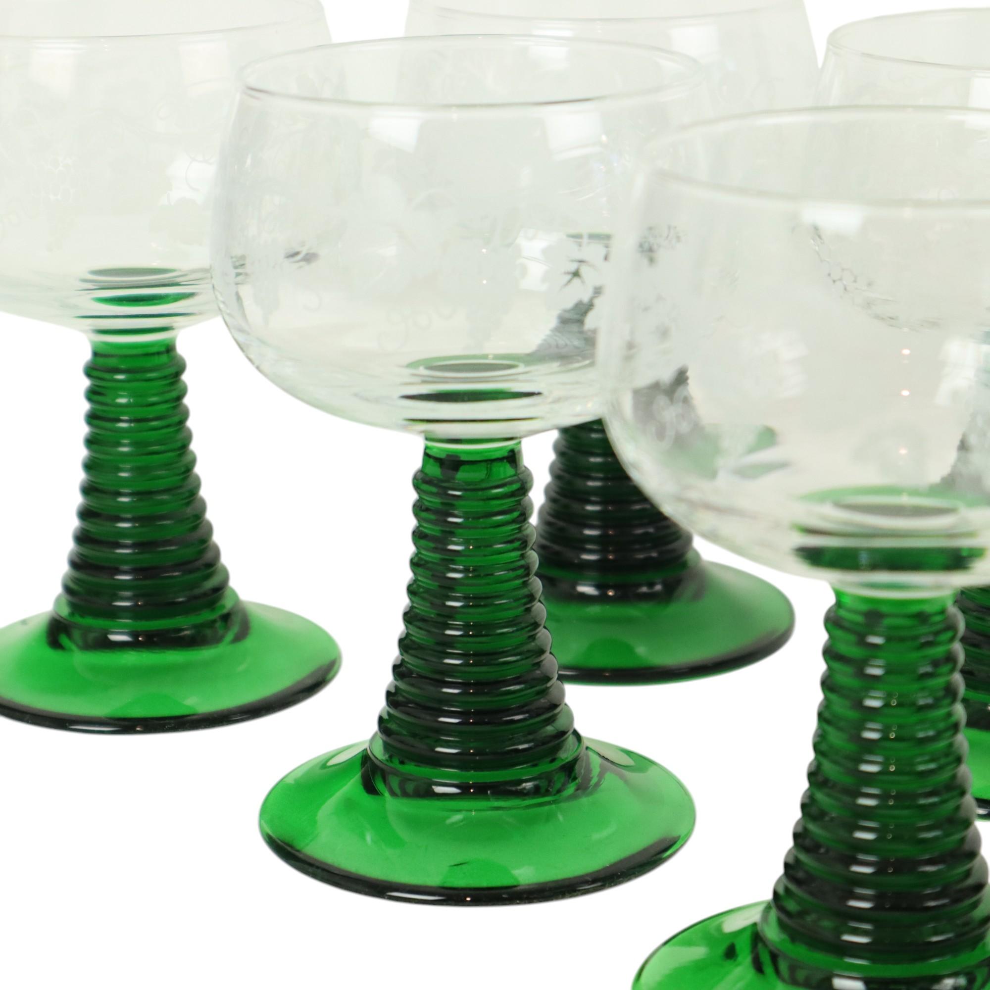 Vetro Set di 11 bicchieri da vino Vintage Luminarc Roemer con base a coste verde