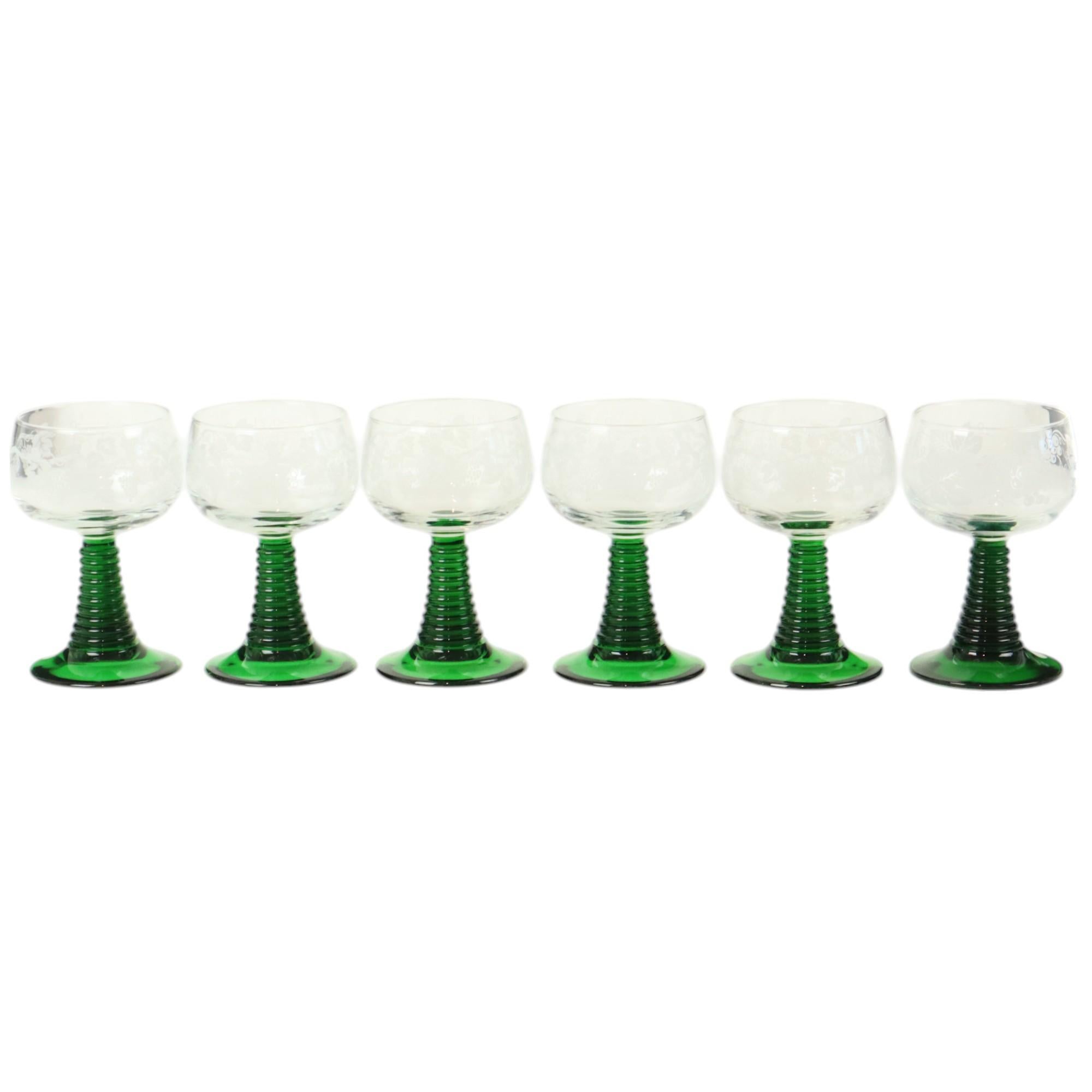Set di 11 bicchieri da vino Vintage Luminarc Roemer con base a coste verde 2