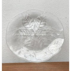 Set of 11 Vintage Swedish Glass Floral Plates by Ann Wärff for Kosta Boda