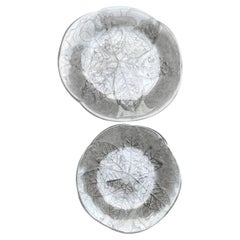 Set of 11 Vintage Swedish Glass Floral Plates by Ann Wärff for Kosta Boda