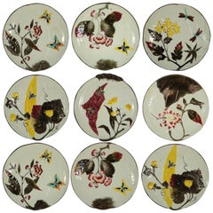 Set of 11 Wedgwood Majolica Bee & Butterfly Plates
