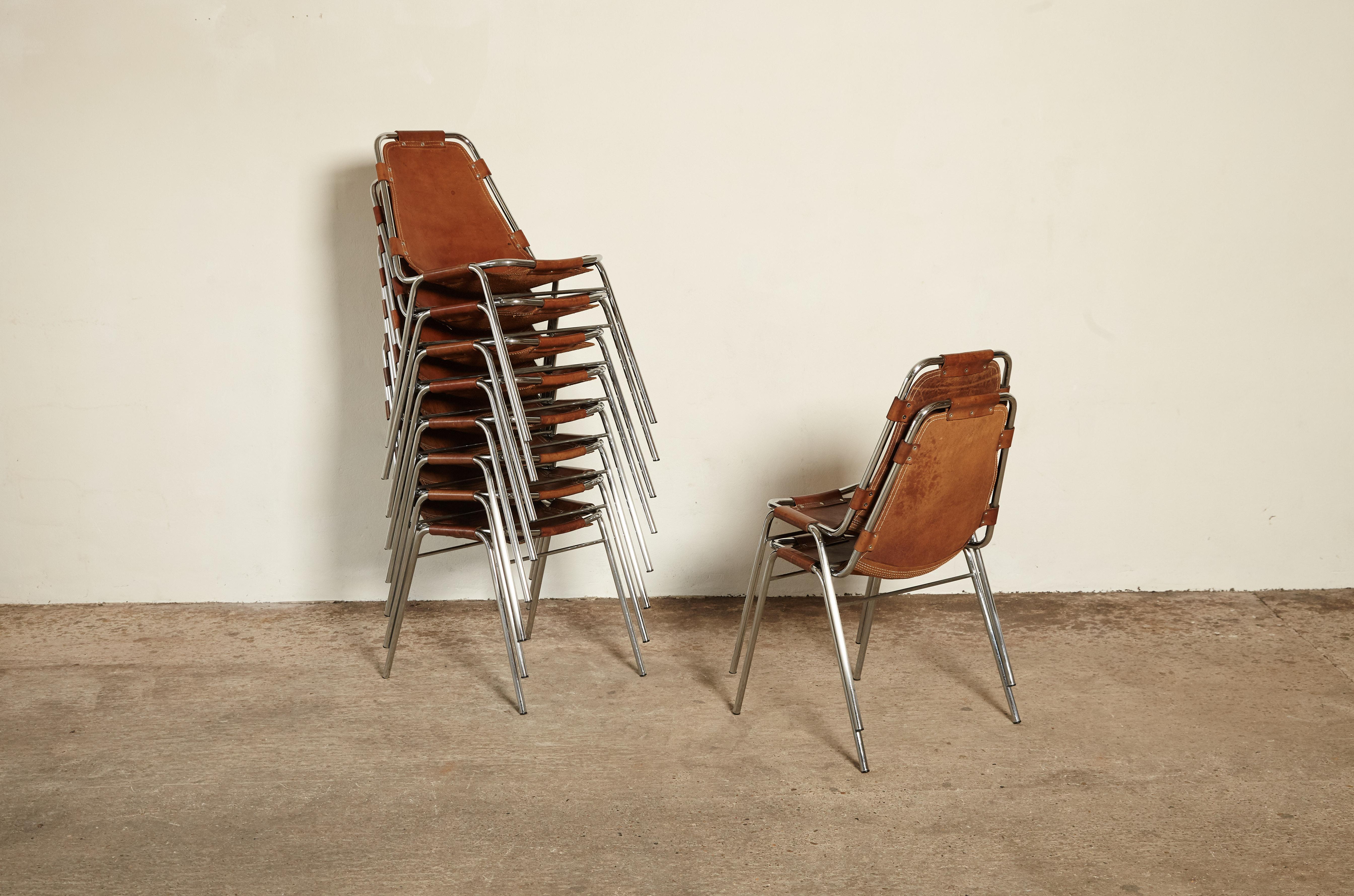 Mid-Century Modern Set of 12 / 10 / 8 / 6 'Les Arcs' Chairs Selected by Charlotte Perriand, 1970s