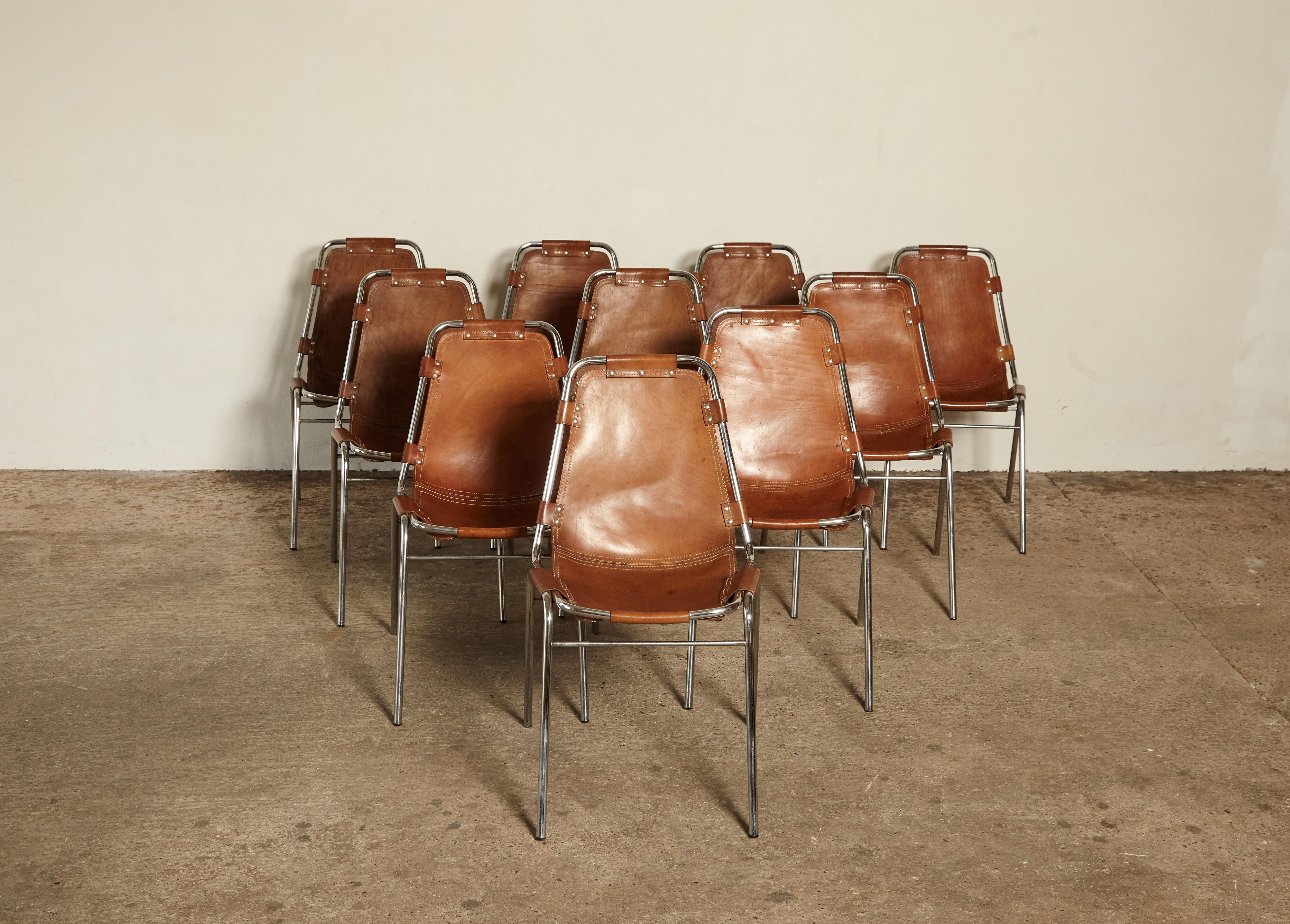 French Set of 12 / 10 / 8 / 6 'Les Arcs' Chairs Selected by Charlotte Perriand, 1970s