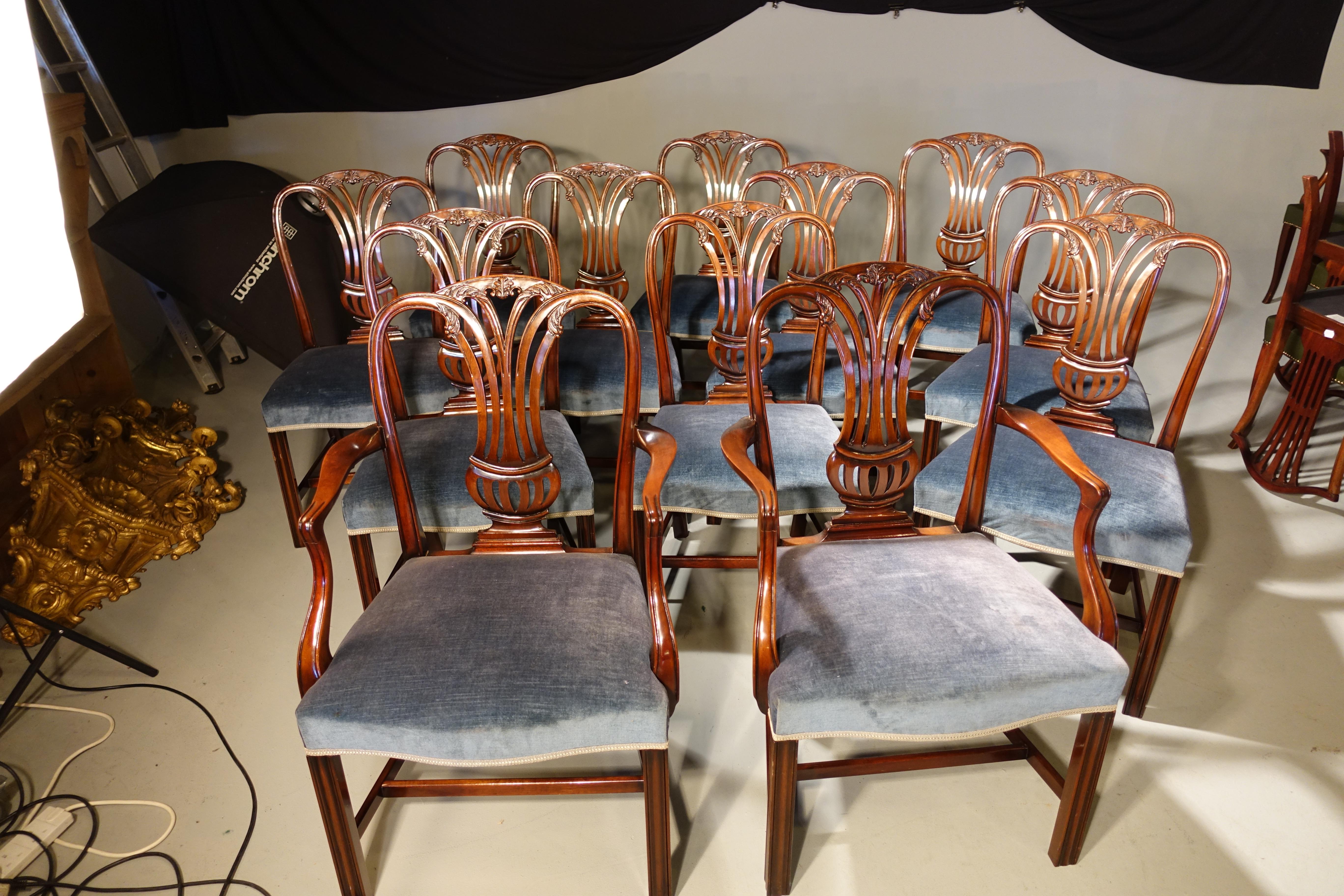 English Set of 12 '10+2' Mid-20th Century Chairs of Hepplewhite Design