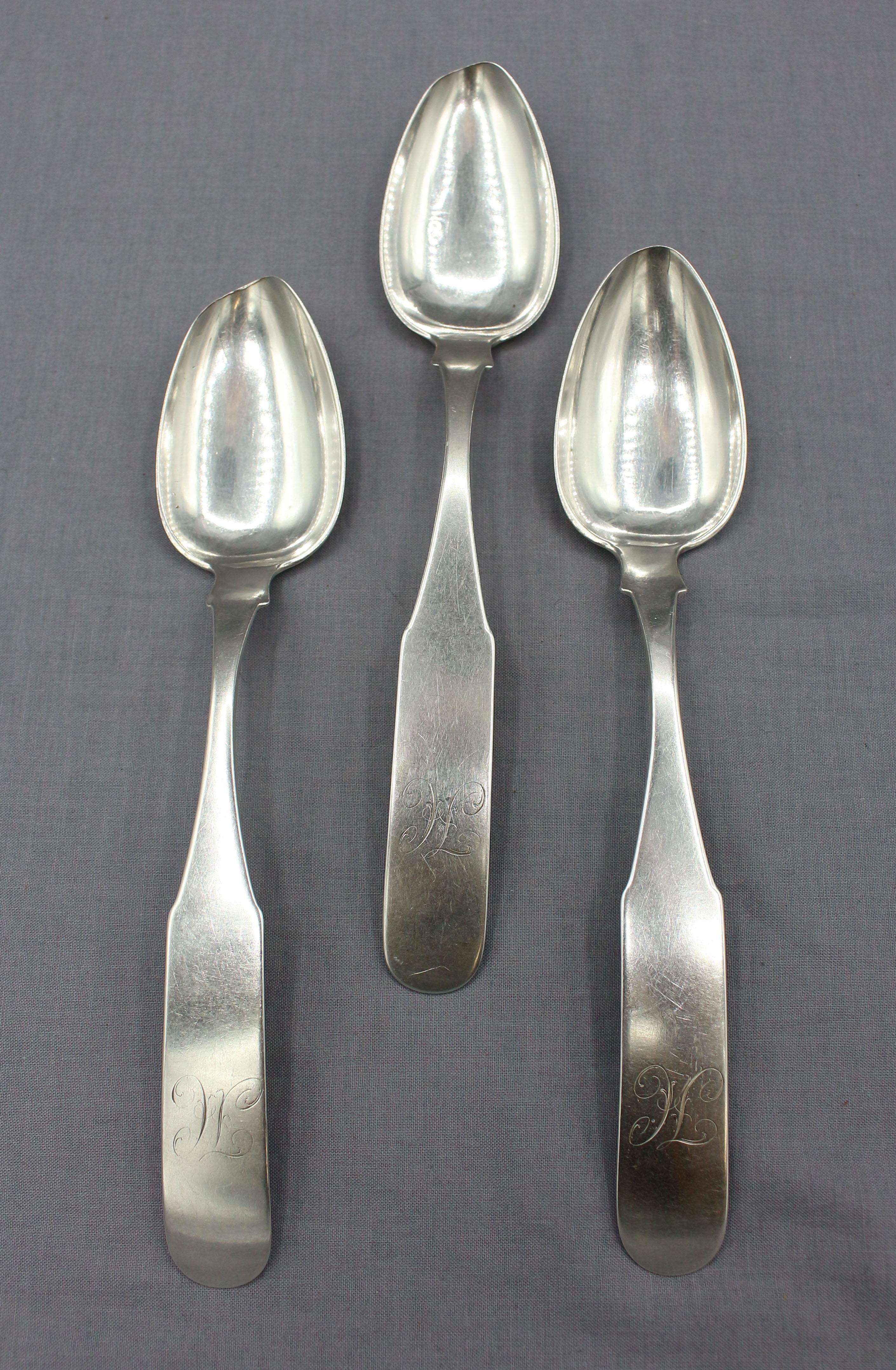 Set of 12 1816 Coin Silver Tablespoons by John Erwin For Sale 1