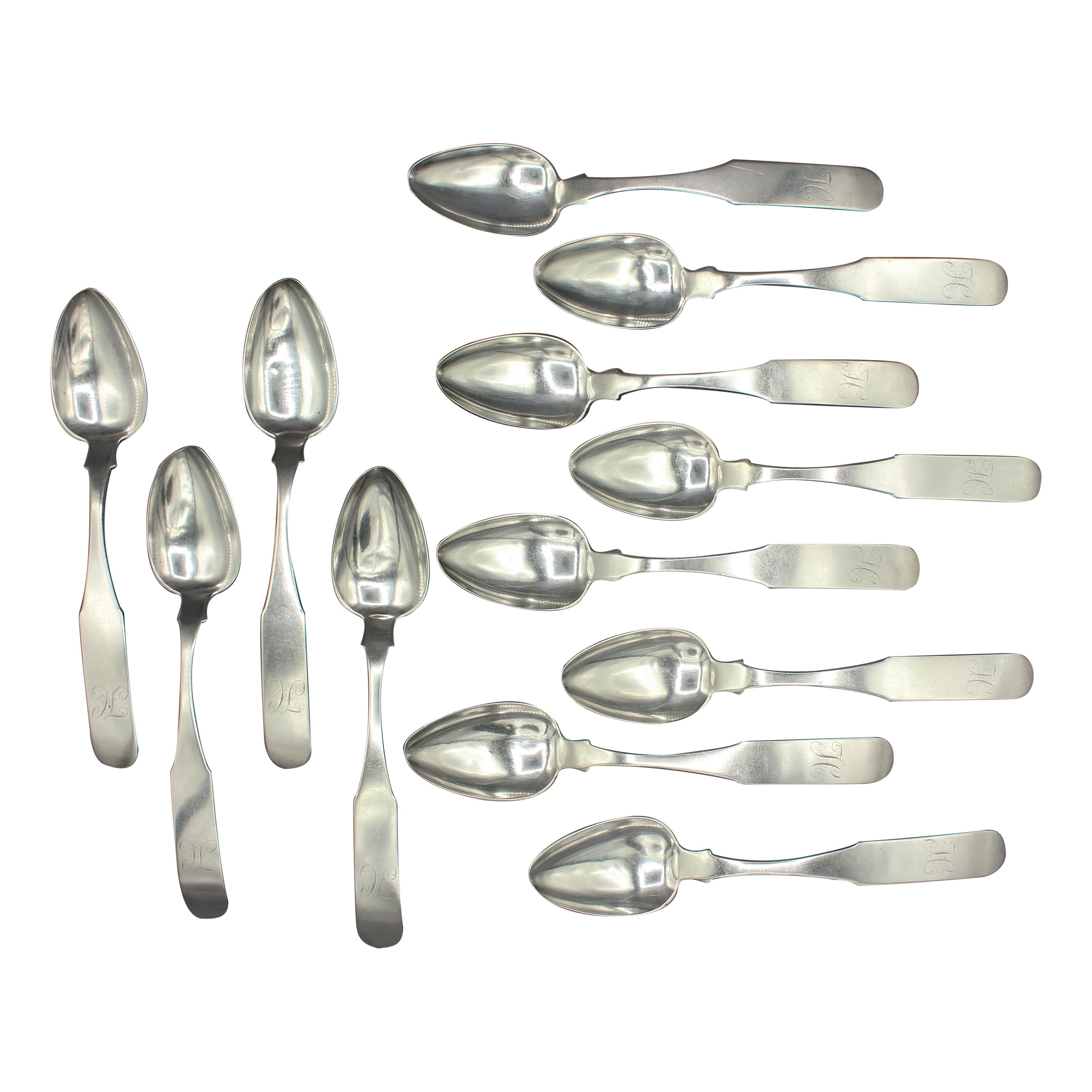 Set von 12 1816 Münzsilber-Tischlöffeln von John Erwin im Angebot