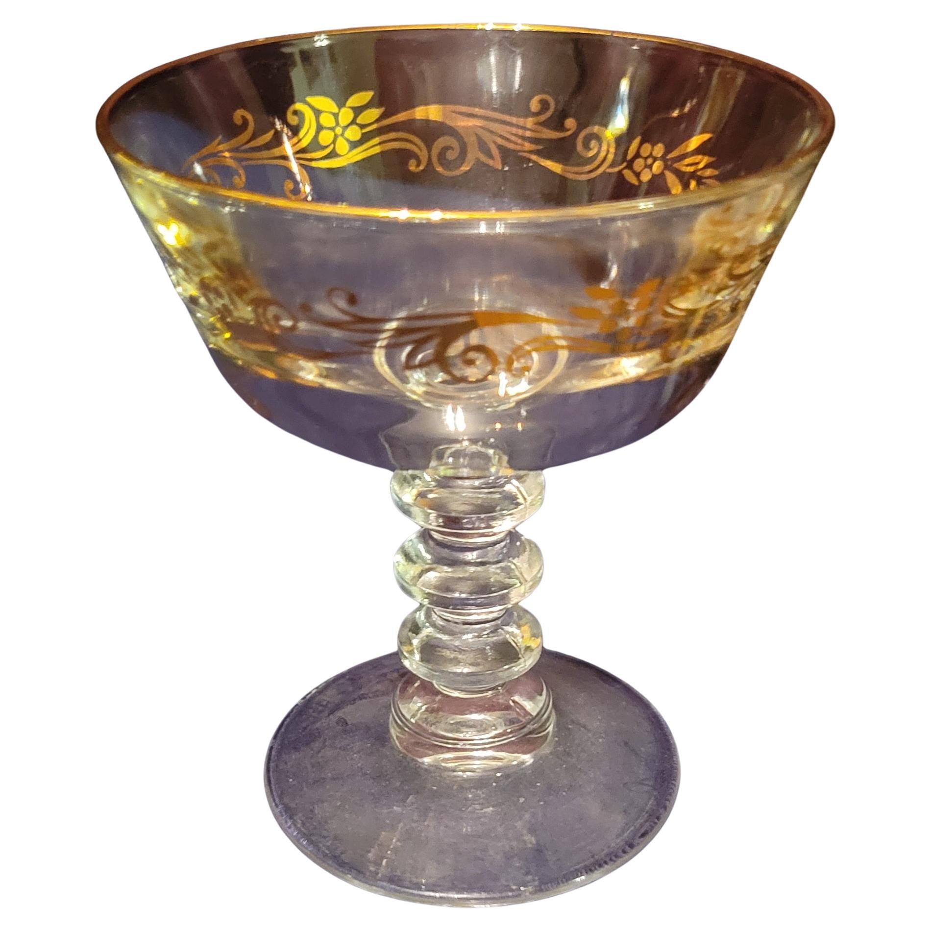 Set (12), 1950er Jahre, Lebenszeit Champaign Coupe-Glas „Gold Krone“ Champaign im Angebot