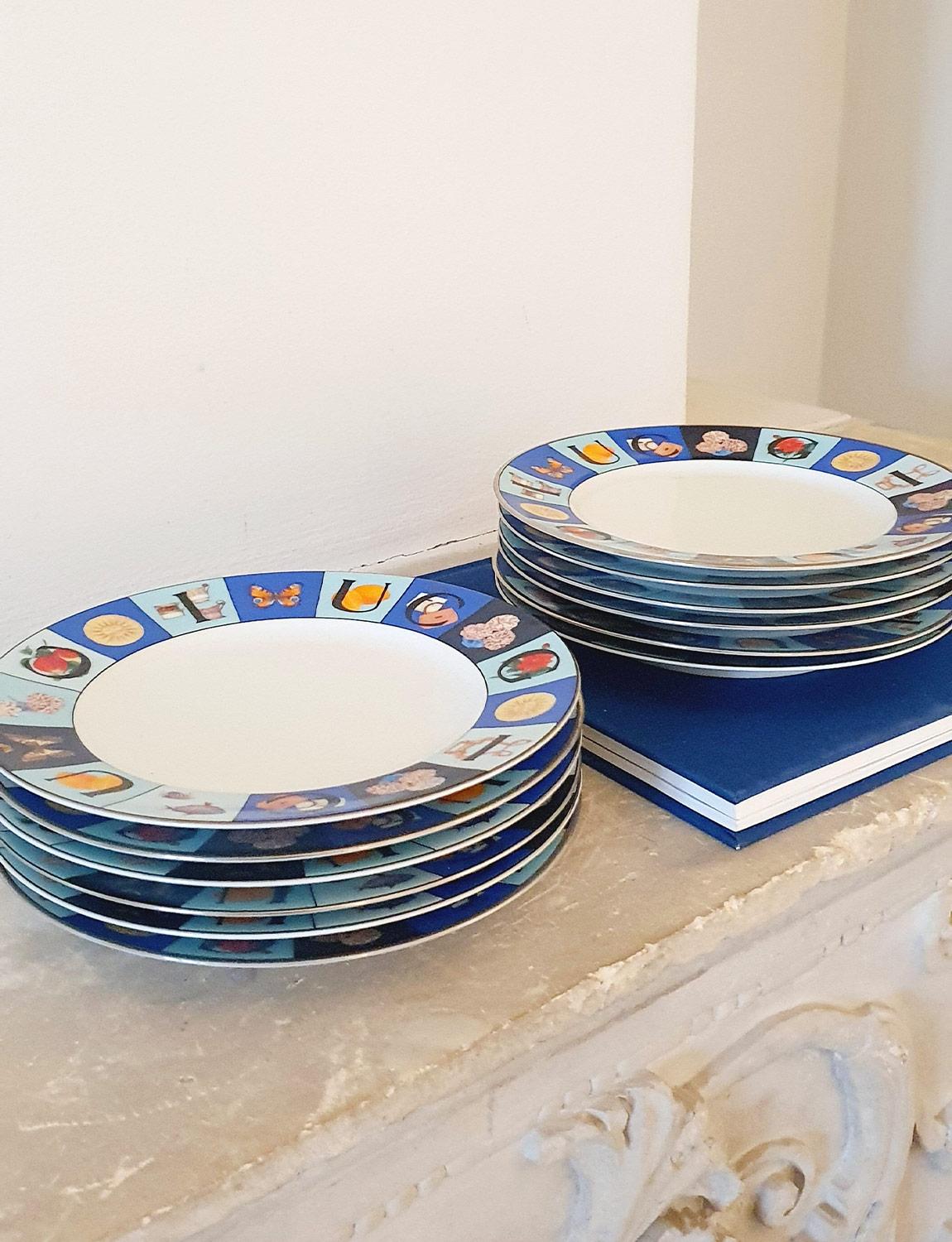 Ceramic Set of 12 1980s GUCCI Plates in Original GUCCI box For Sale