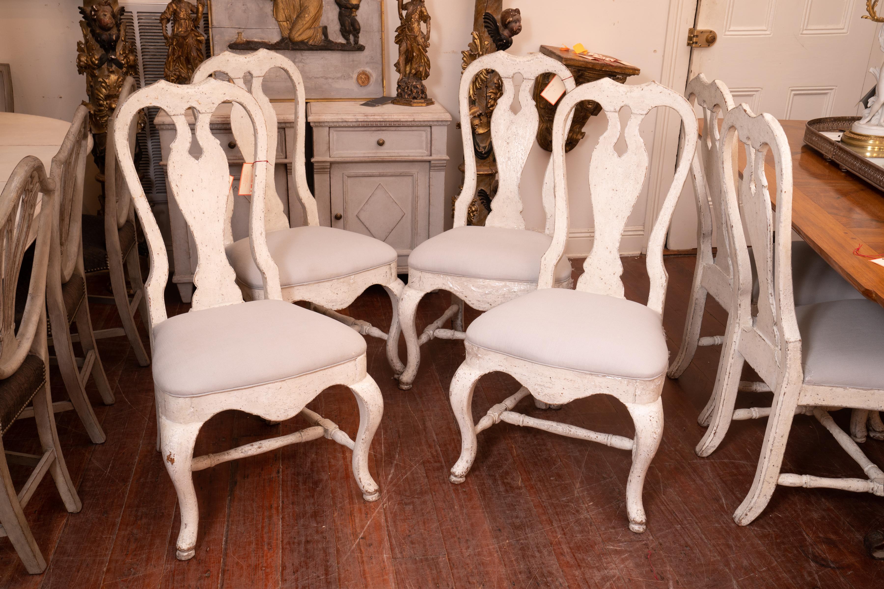 Wood Set of 12 19th Century Painted Dining Chairs