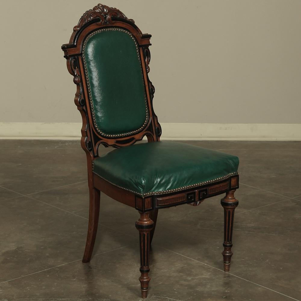 Set of 12 19th Century French Napoleon III Period Walnut Dining Chairs 6
