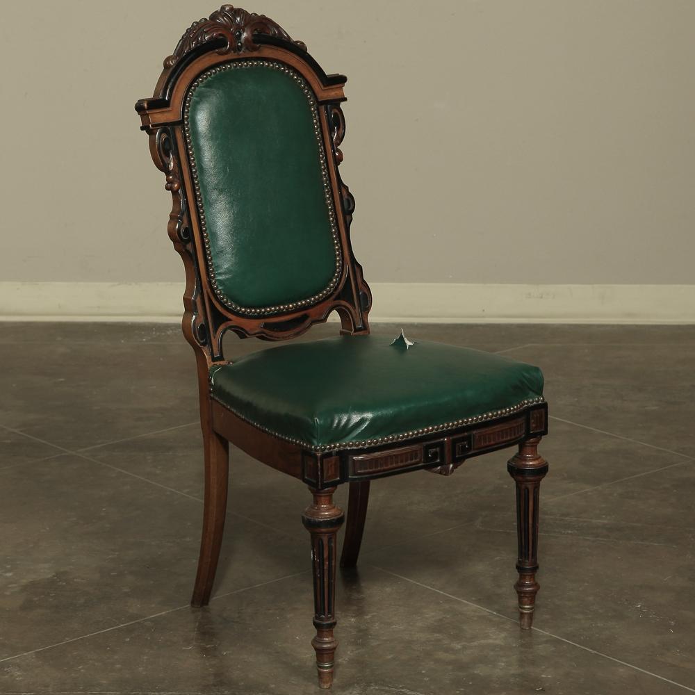 Set of 12 19th Century French Napoleon III Period Walnut Dining Chairs 8