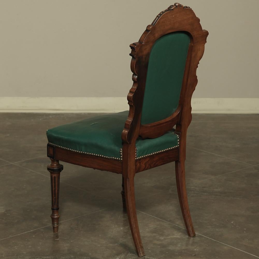 Set of 12 19th Century French Napoleon III Period Walnut Dining Chairs 9