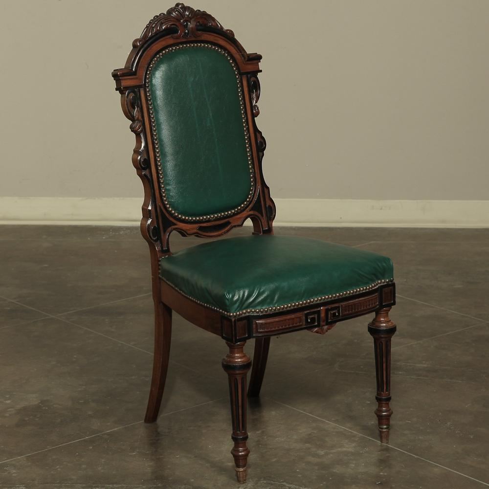Set of 12 19th Century French Napoleon III Period Walnut Dining Chairs In Good Condition In Dallas, TX