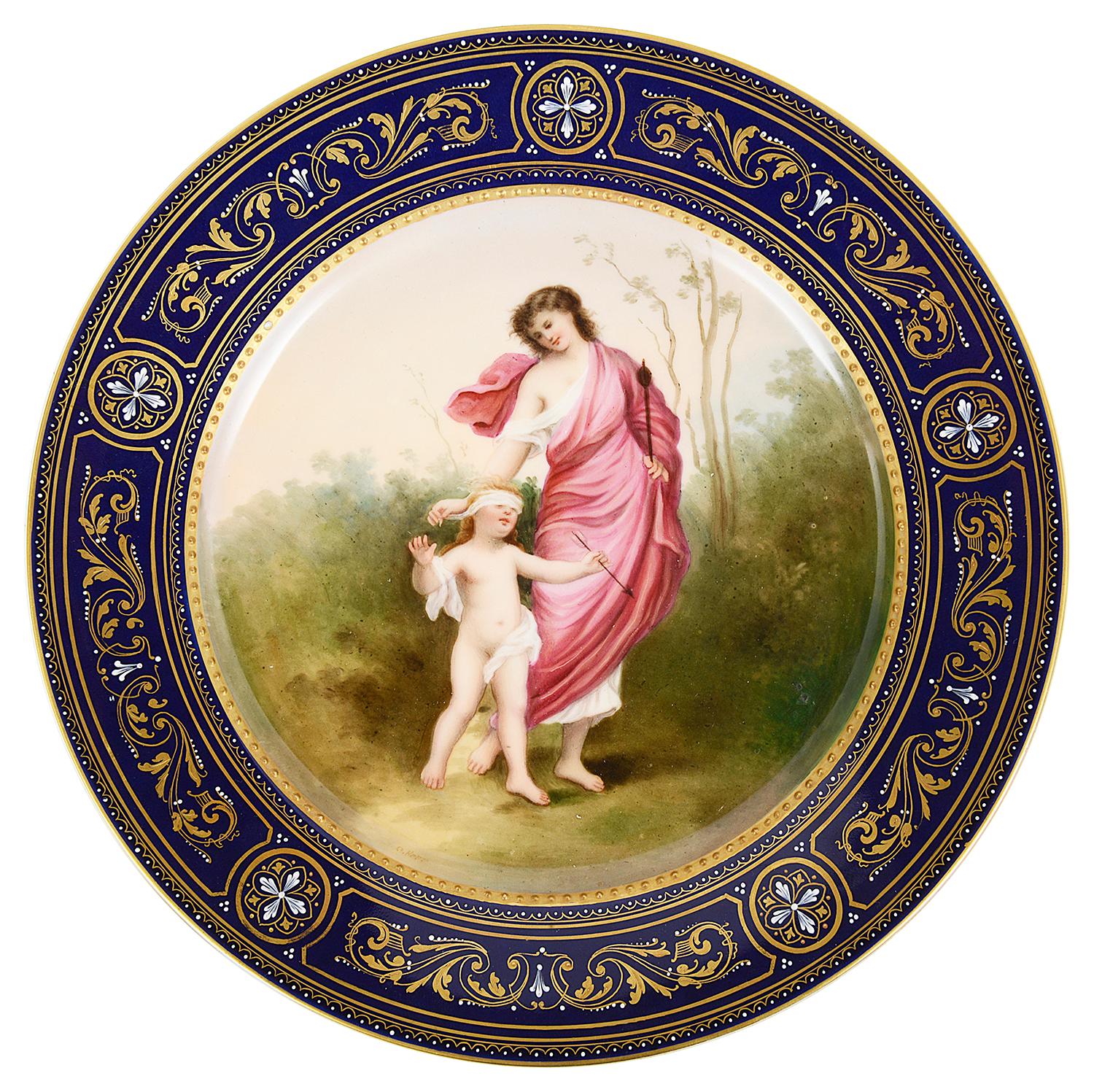 Set of 12, 19th Century Vienna Porcelain Plates For Sale 9