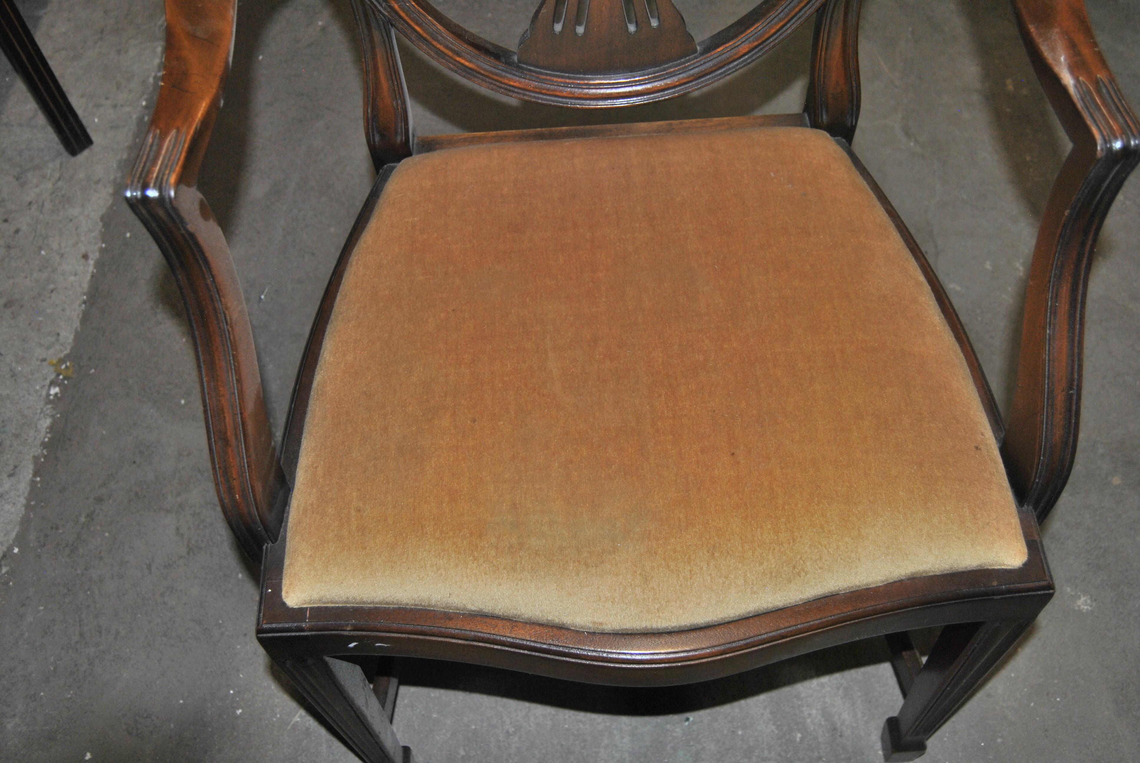 Set of 12 20th Century English Mahogany Hepplewhite Style Shield Back Chairs 2