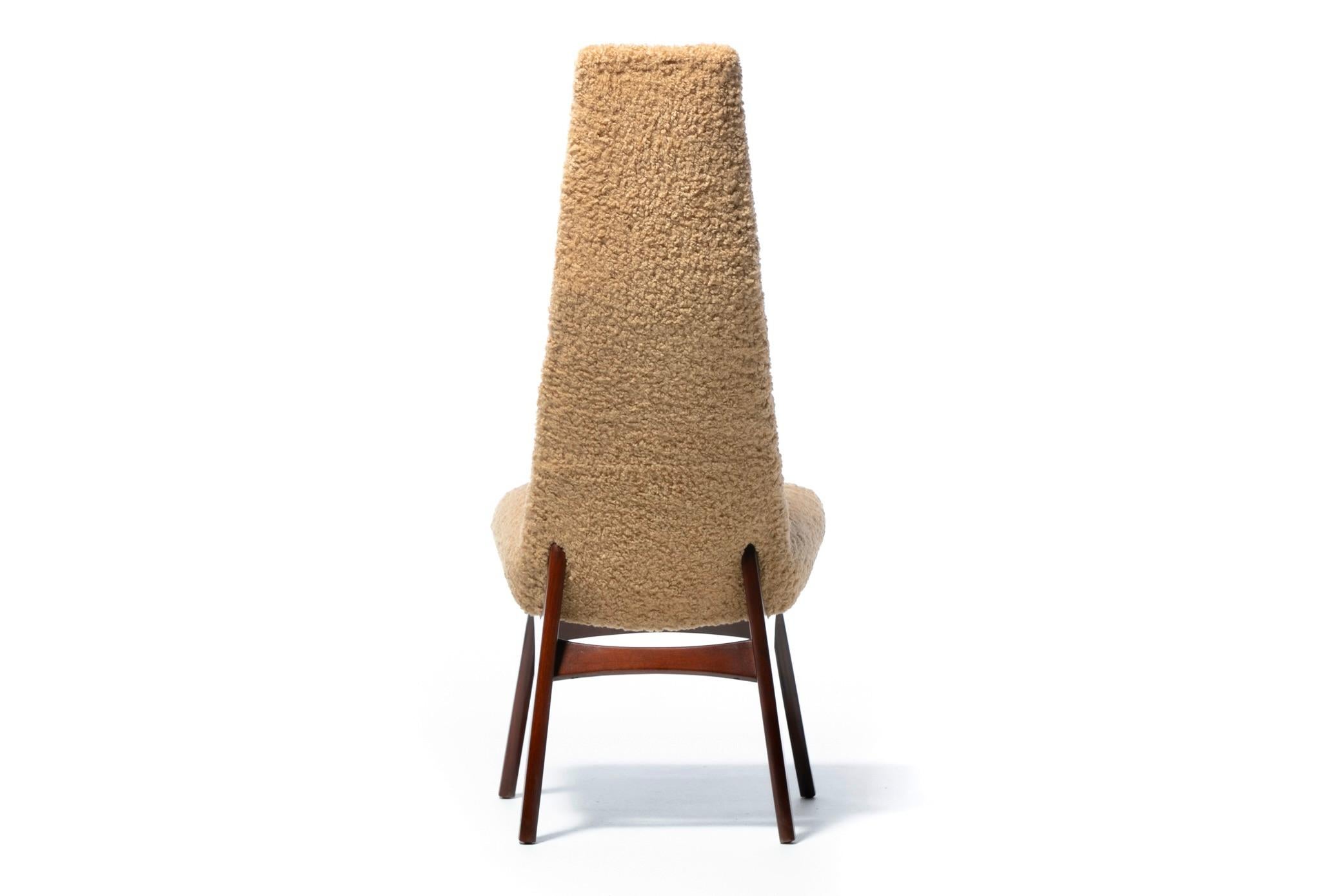 12er-Set Adrian Pearsall Skulpturale Esszimmerstühle mit hoher Rückenlehne aus Latte Bouclé im Angebot 4
