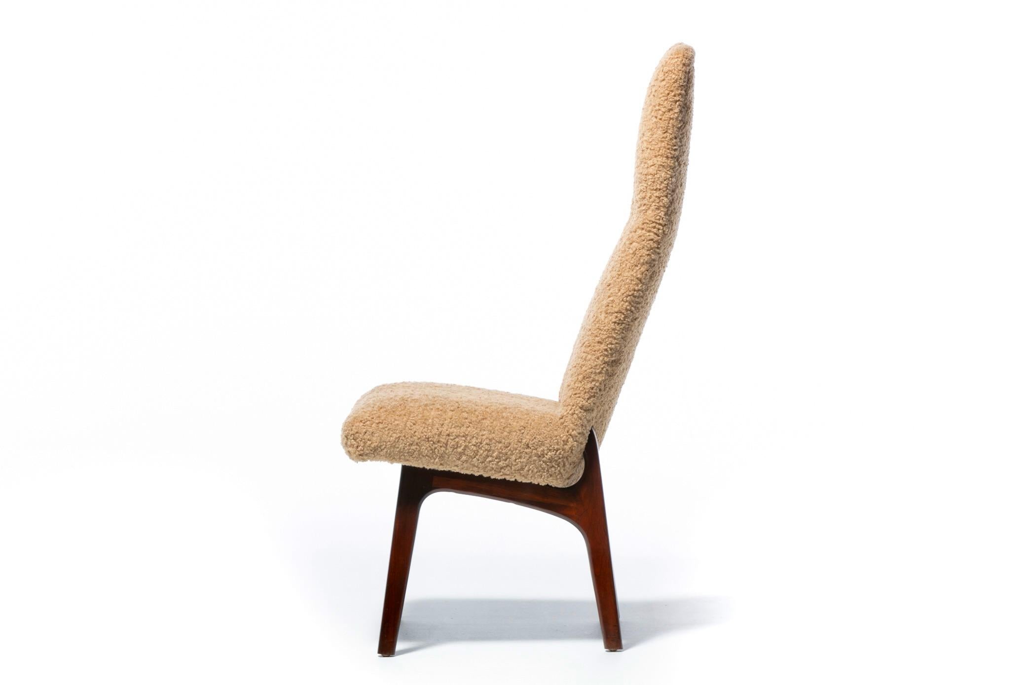 12er-Set Adrian Pearsall Skulpturale Esszimmerstühle mit hoher Rückenlehne aus Latte Bouclé im Angebot 6