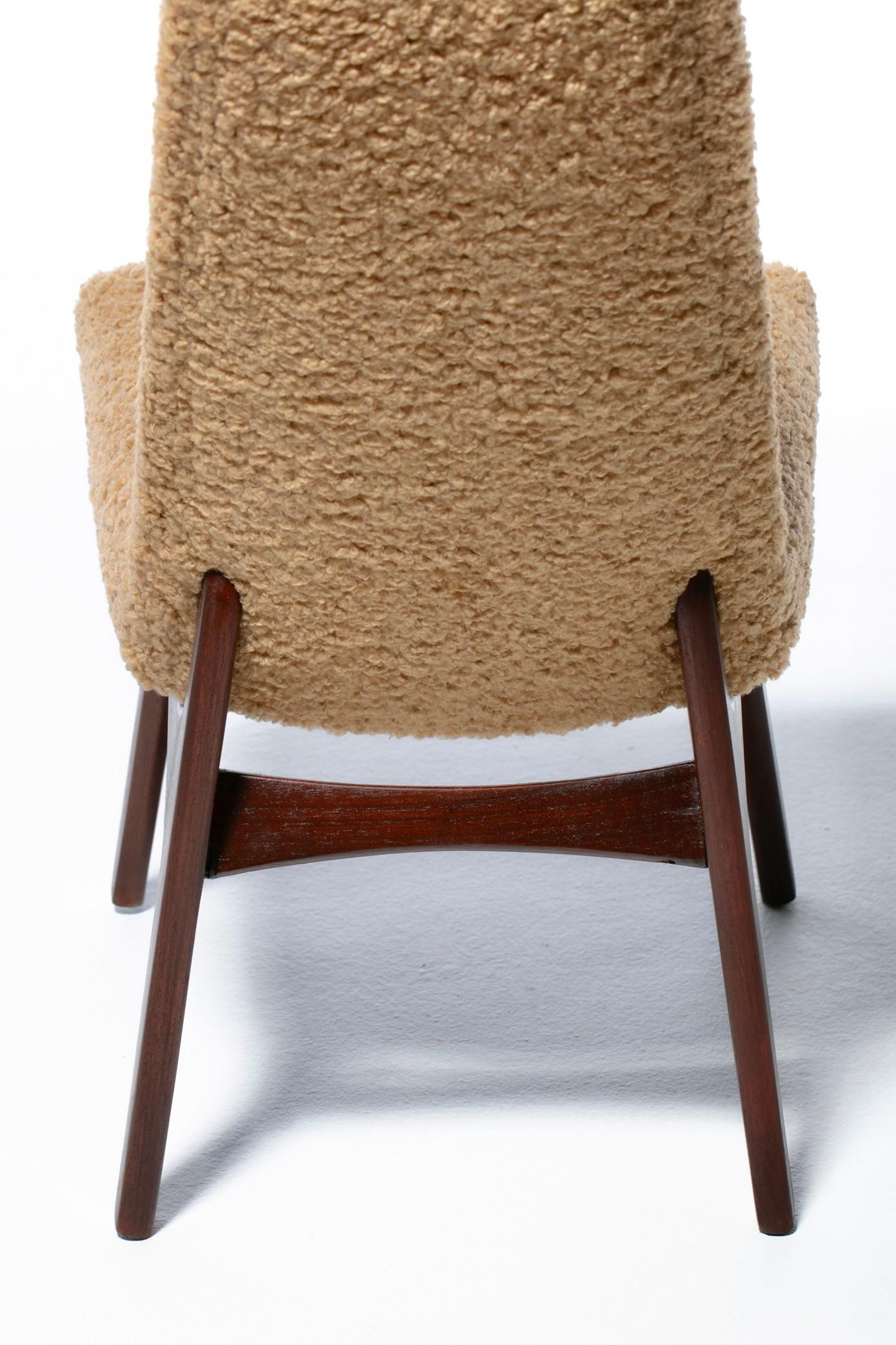 12er-Set Adrian Pearsall Skulpturale Esszimmerstühle mit hoher Rückenlehne aus Latte Bouclé im Angebot 13