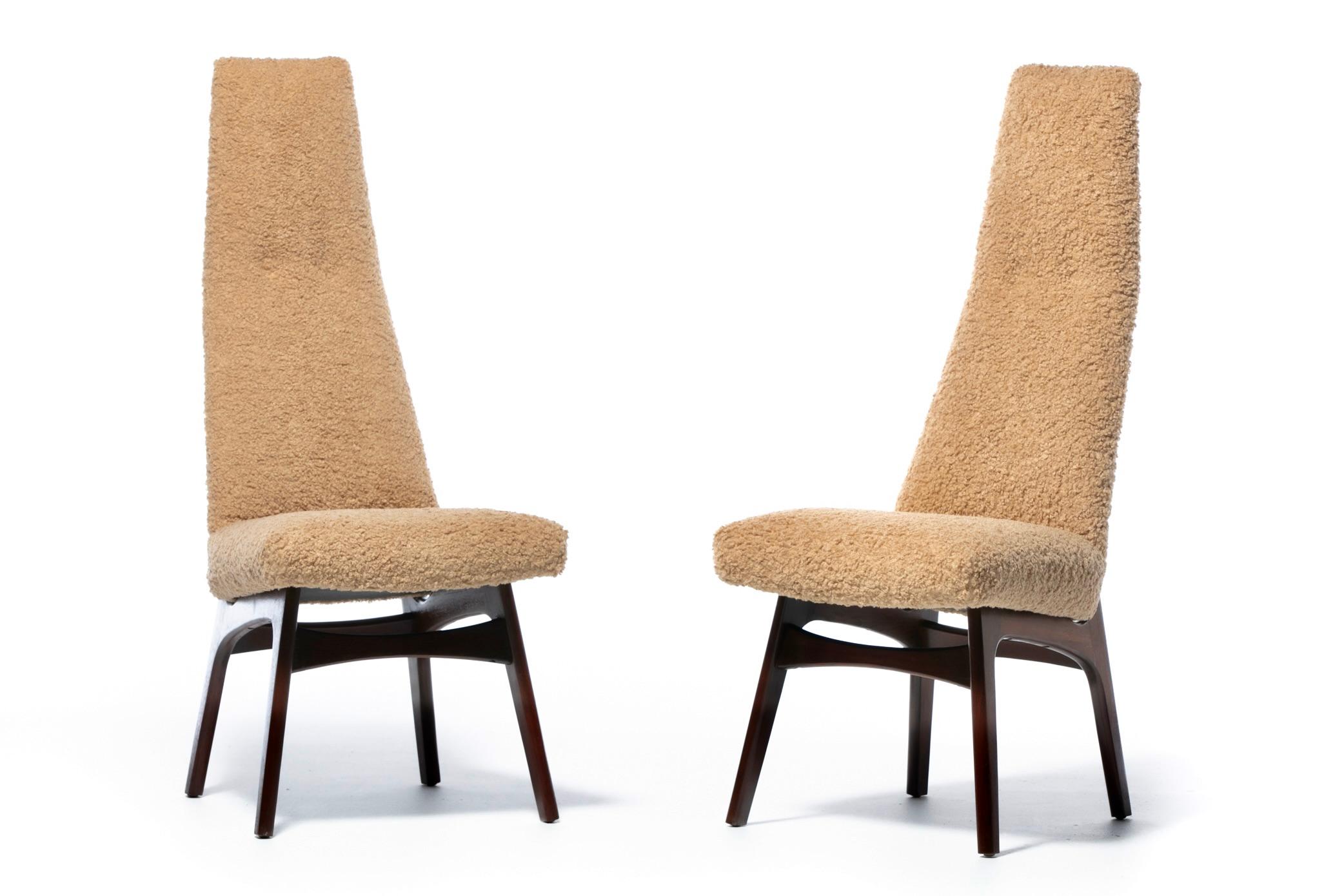 Set of 12 Adrian Pearsall Sculptural High Back Dining Chairs in Latte Bouclé In Good Condition For Sale In Saint Louis, MO