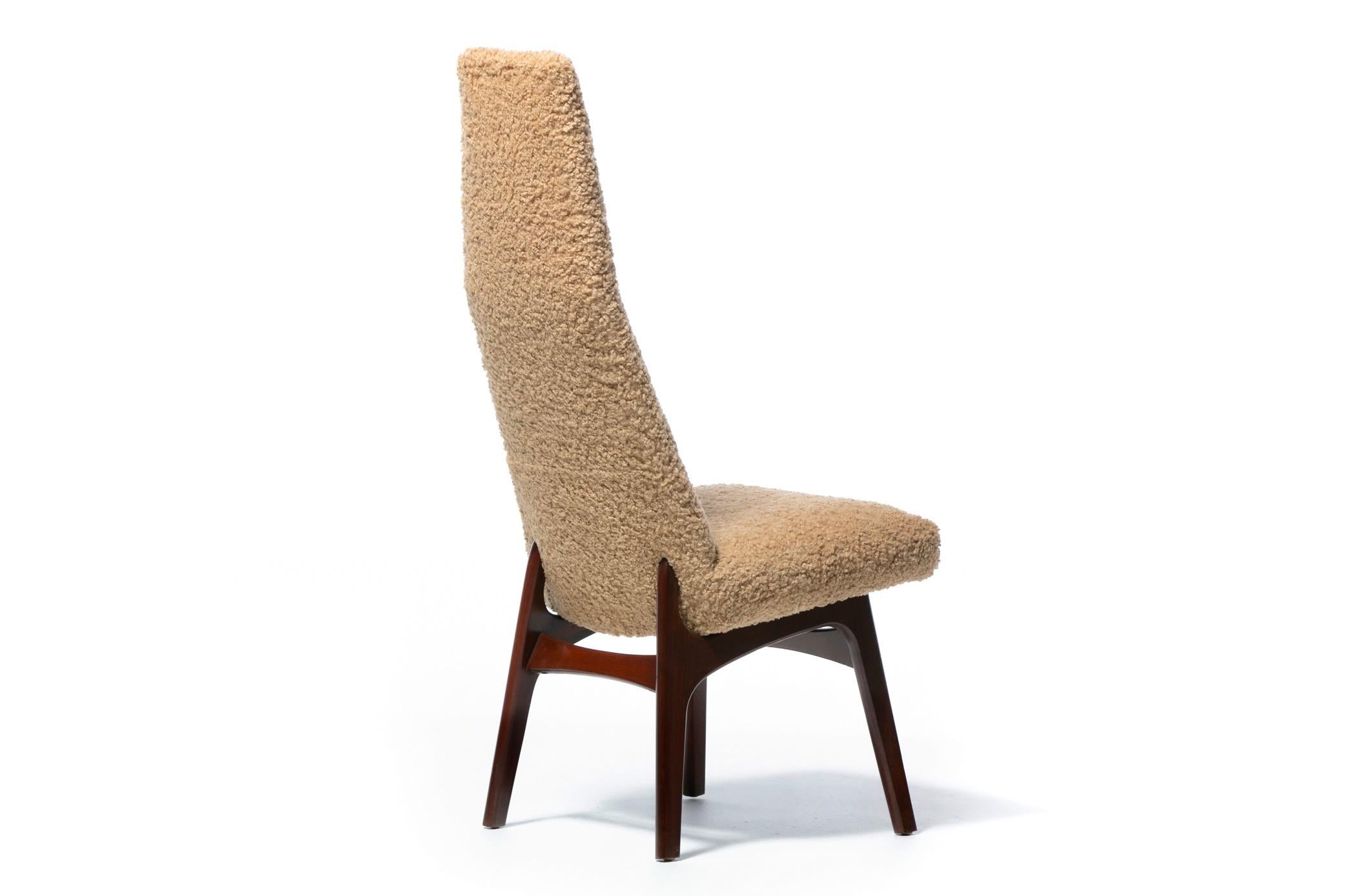 Set of 12 Adrian Pearsall Sculptural High Back Dining Chairs in Latte Bouclé For Sale 3