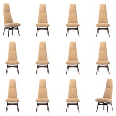 Set of 12 Adrian Pearsall Sculptural High Back Dining Chairs in Latte Bouclé
