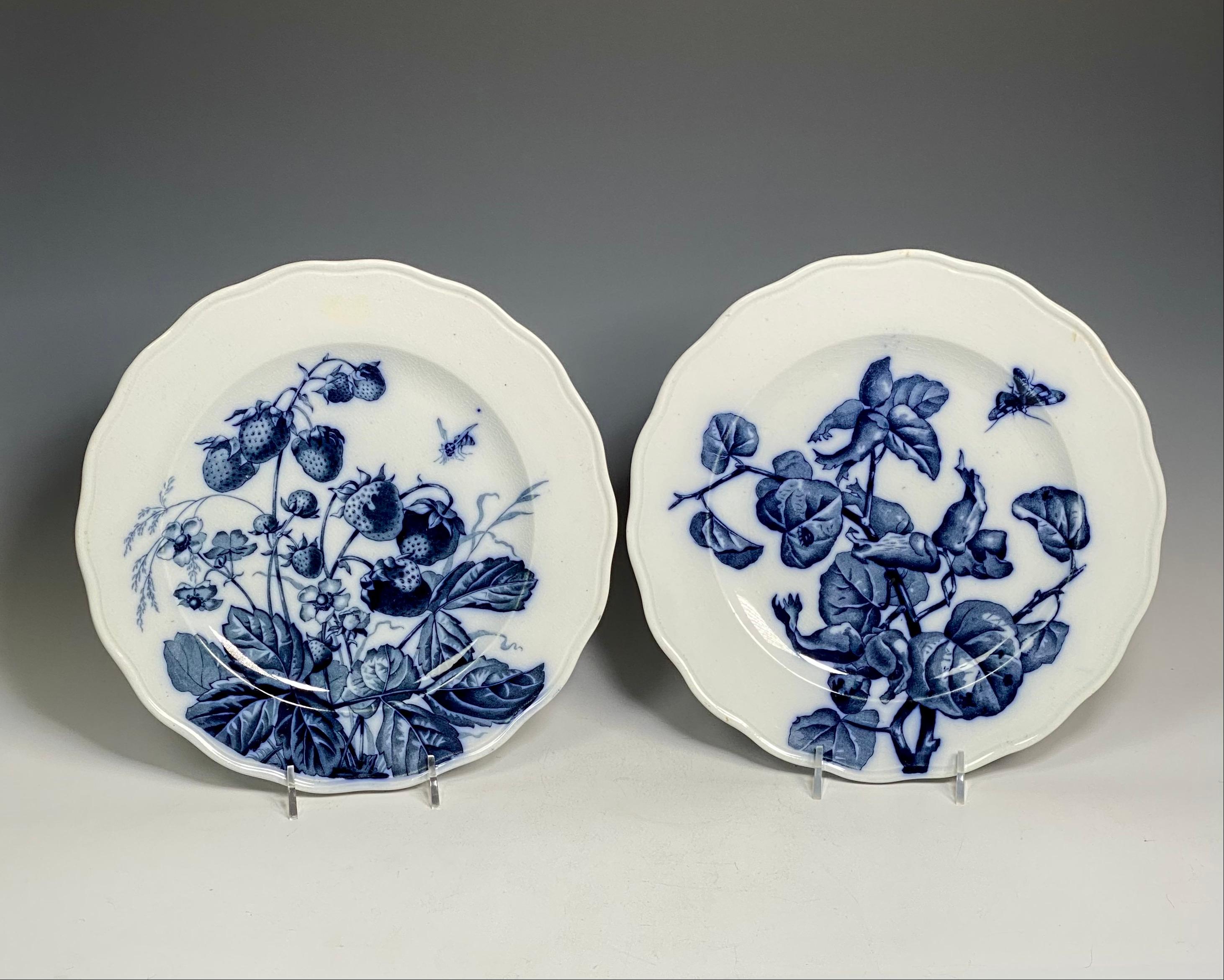 Lote de 12 Platos de Frutas Aesthetic Movement Blue Transfer Brown, Westhead & Moore en venta 4
