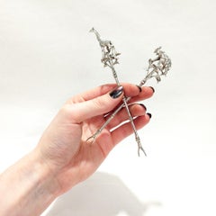 Set of 12 African Safari-Themed Sterling Silver Cocktail Picks with Animals