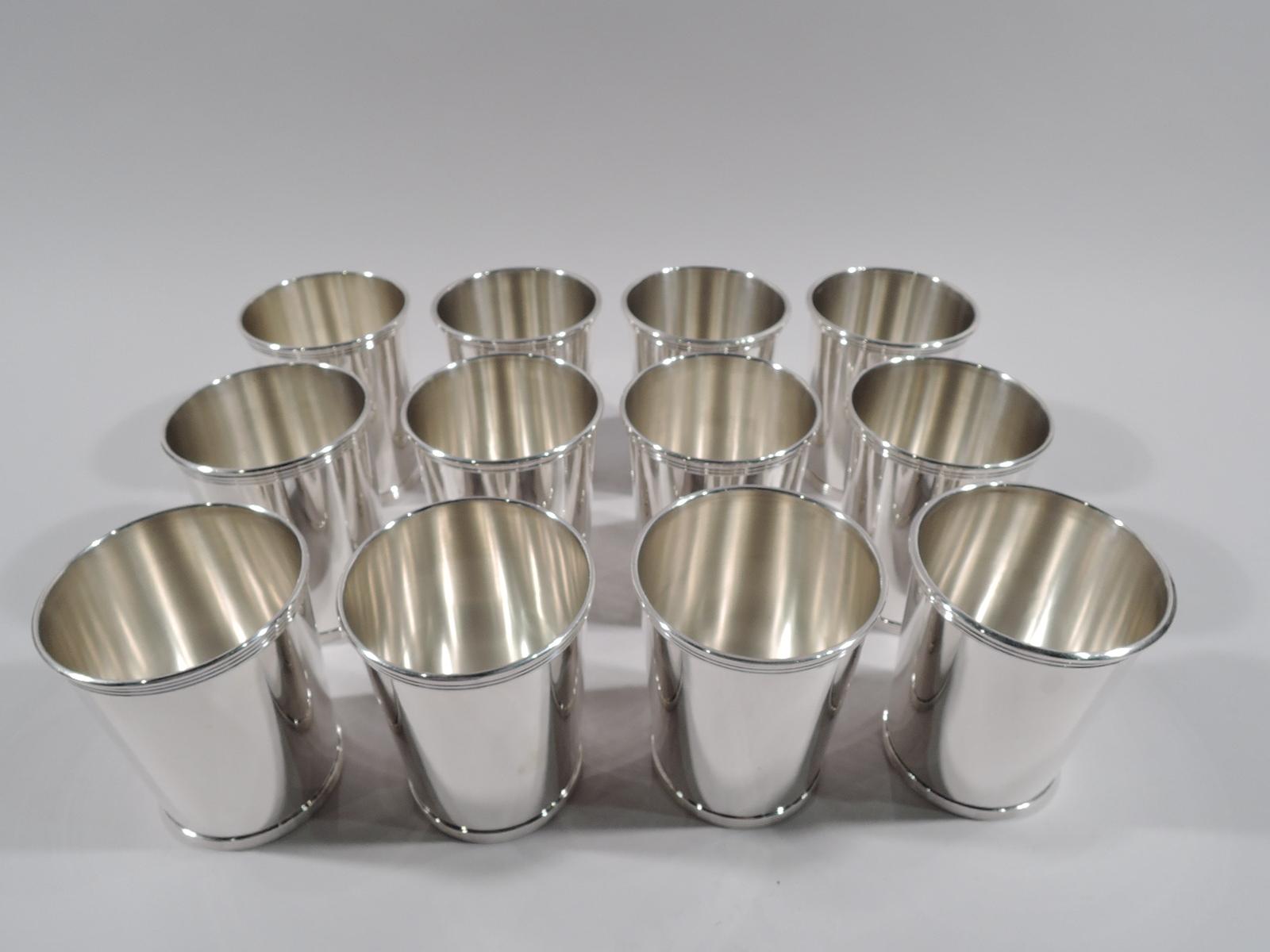 Modern Set of 12 Alvin American Sterling Silver Mint Julep Cups