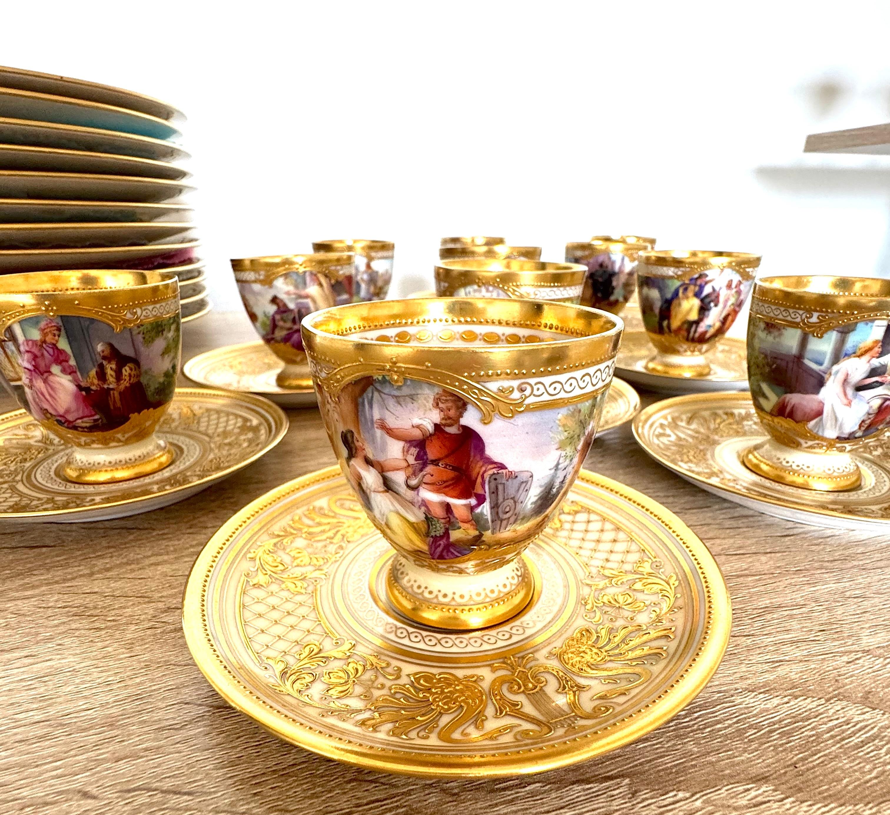 Tedesco Set di tazze da caffè demitasse Ambrosius Lamm Dresden Opera Set di 4 tazze da caffè demitasse in vendita