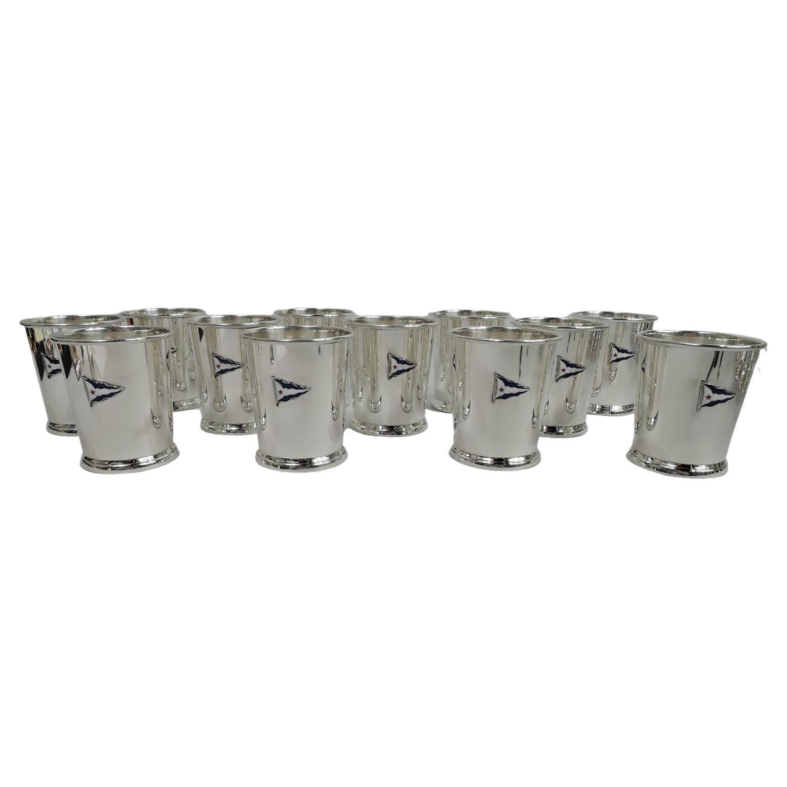 Set of 12 American Mint Juleps with Chicago Yacht Club Burgee