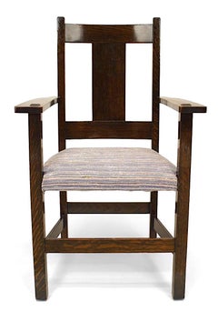 Set of 12 American Mission Oak Dining Arm Chairs