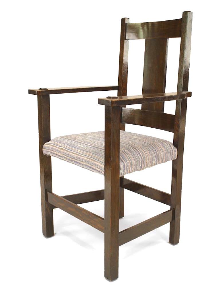 Set of 12 American Mission Oak Dining Arm Chairs In Good Condition For Sale In New York, NY