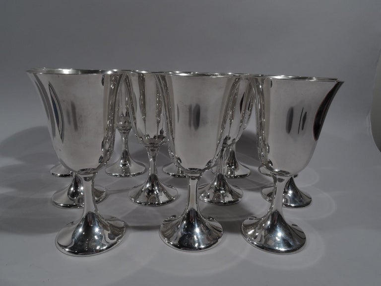 Set of 12 American Modern Sterling Silver Goblets For Sale at 1stDibs