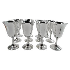 Set of 12 American Modern Sterling Silver Goblets